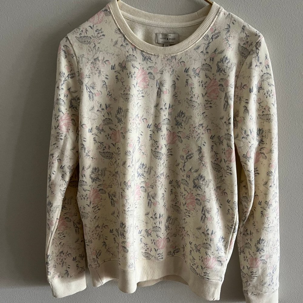 Lucky Brand Floral Sweatshirt, Size S/P NWT